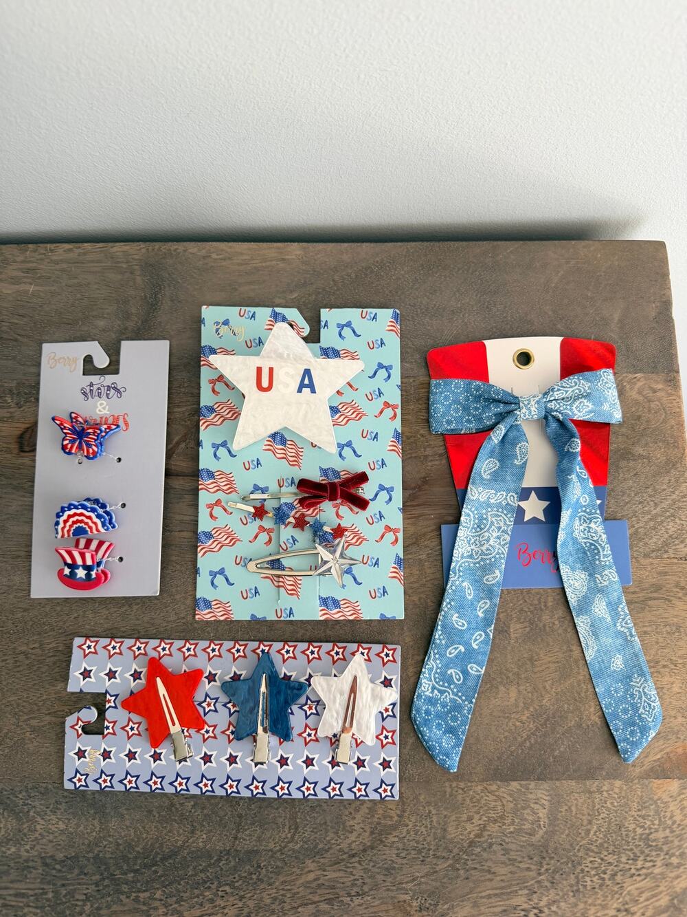 New USA America Fourth of July Americana Red White and Blue Hair Accessories
